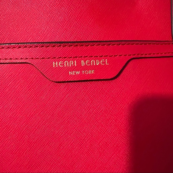 henri bendel Red Leather Laptop Tote with Matching Card Case - Picture 3 of 5
